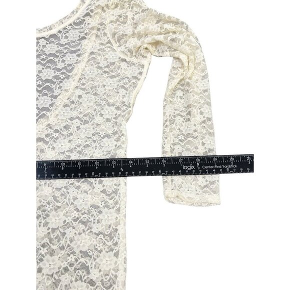 Romantic Ethereal Off White Lace Mesh Overlay Dress Cottagecore Fairycore Sz S - Picture 8 of 11